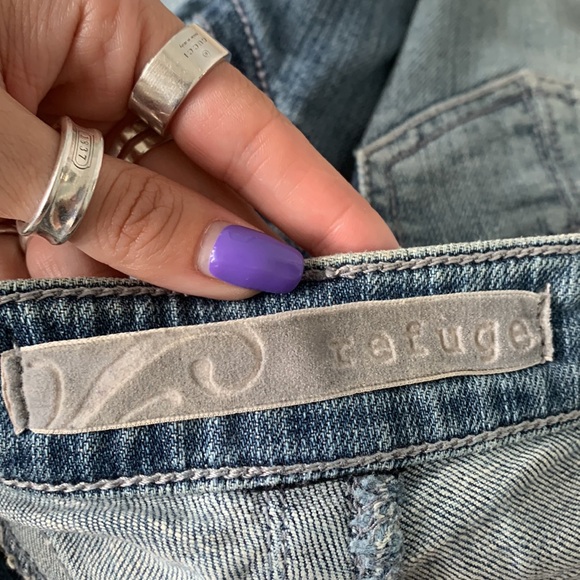 Refuge size 2 low rise blue denim jeans distress hole - Picture 5 of 8